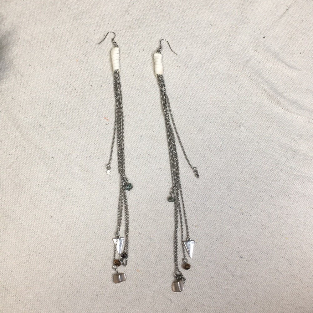 💥2/$10 boho silver chain shoulder skim earrings